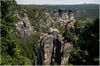 Blick von der Bastei auf die Sandsteinfelsen