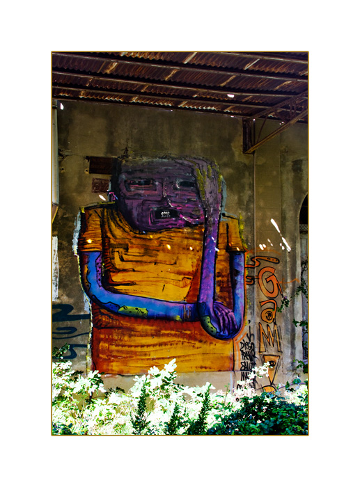 Fassadenmalerei, alte Reism&uuml;hle in Port-Saint-Louis-du-Rh&ocirc;ne, Frankreich