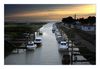 Bootsanleger bei Flut im Sonnenuntergang in Le Collet bei Bourgneuf-en-Retz