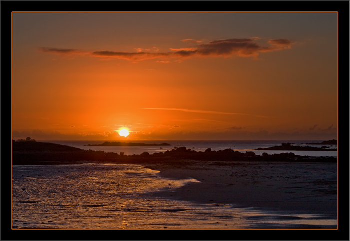 Sonnenuntergang bei Ebbe, Plage de Sainte-Marguerite, Landéda