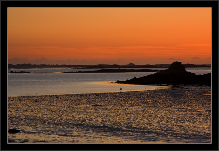 Sonnenuntergang bei Ebbe, Plage de Sainte-Marguerite, Landéda