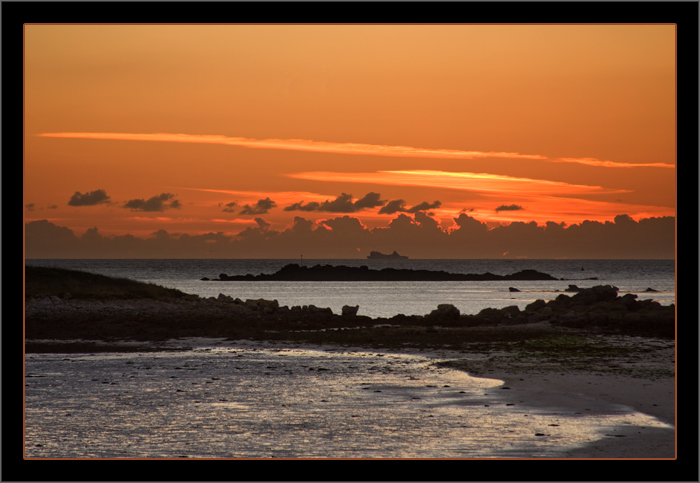 Sonnenuntergang bei Ebbe, Plage de Sainte-Marguerite, Landéda