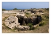 Krater und Bunker an der Gedenkstätte Pointe du Hoc, Calvados, Normandie