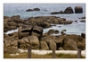 Granit-Felsbrocken am Strand, Algenfischer-Dorf Meneham, Ménez Ham bei Kerlouan, Finistère, Bretagne