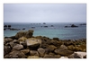Felsformationen aus Granit, Algenfischer-Dorf Meneham, Ménez Ham bei Kerlouan, Finistère, Bretagne