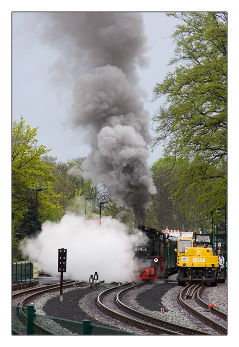 Dampf-Lokomotive Rasender Roland, Baujahr 1953, in G&ouml;hren, Insel R&uuml;gen